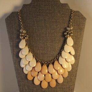 Statement Necklace Peachy Tones Silver tone chain